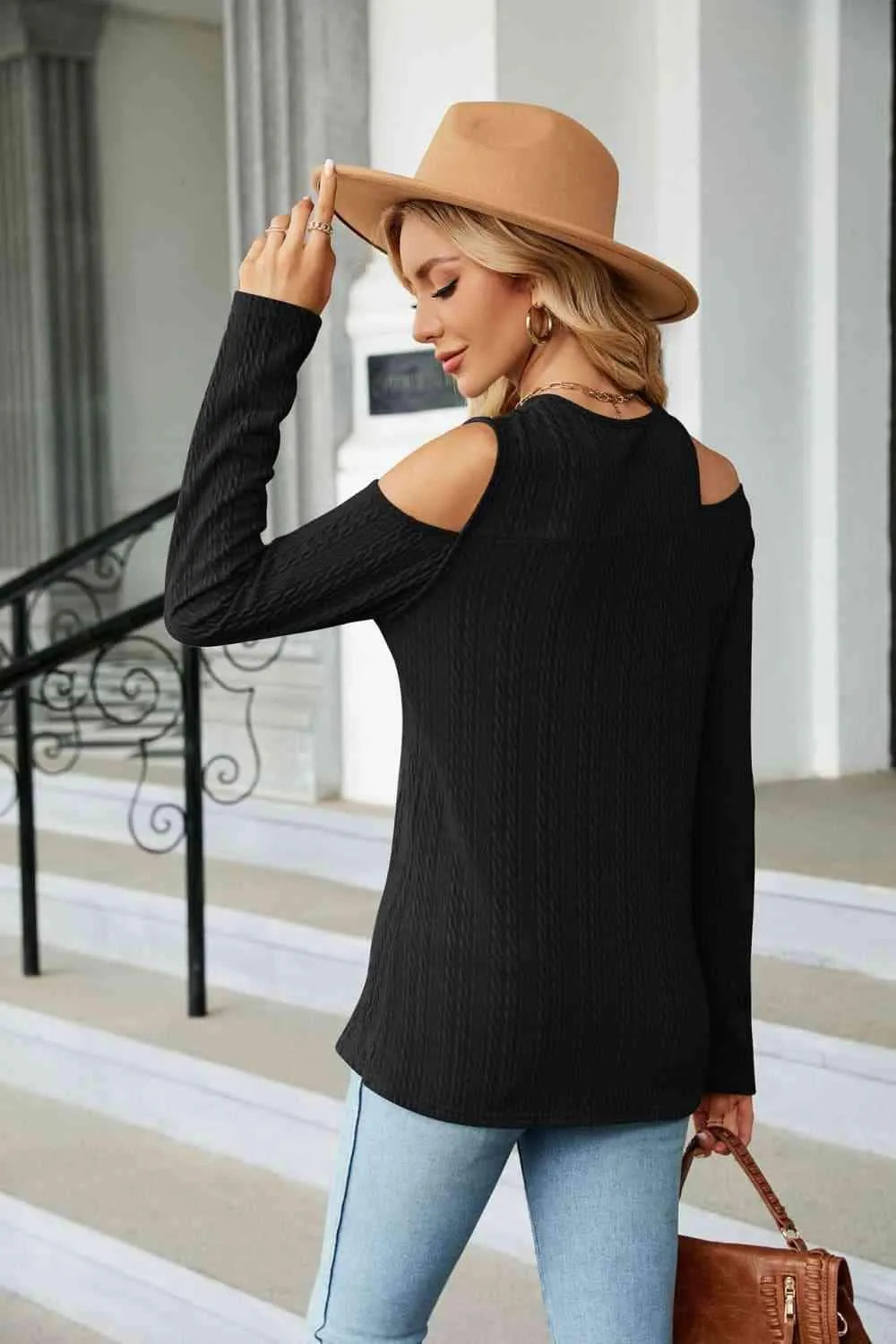 Dropped Shoulder Long Sleeve Blouse Blouses - Tophatter Daily Deals