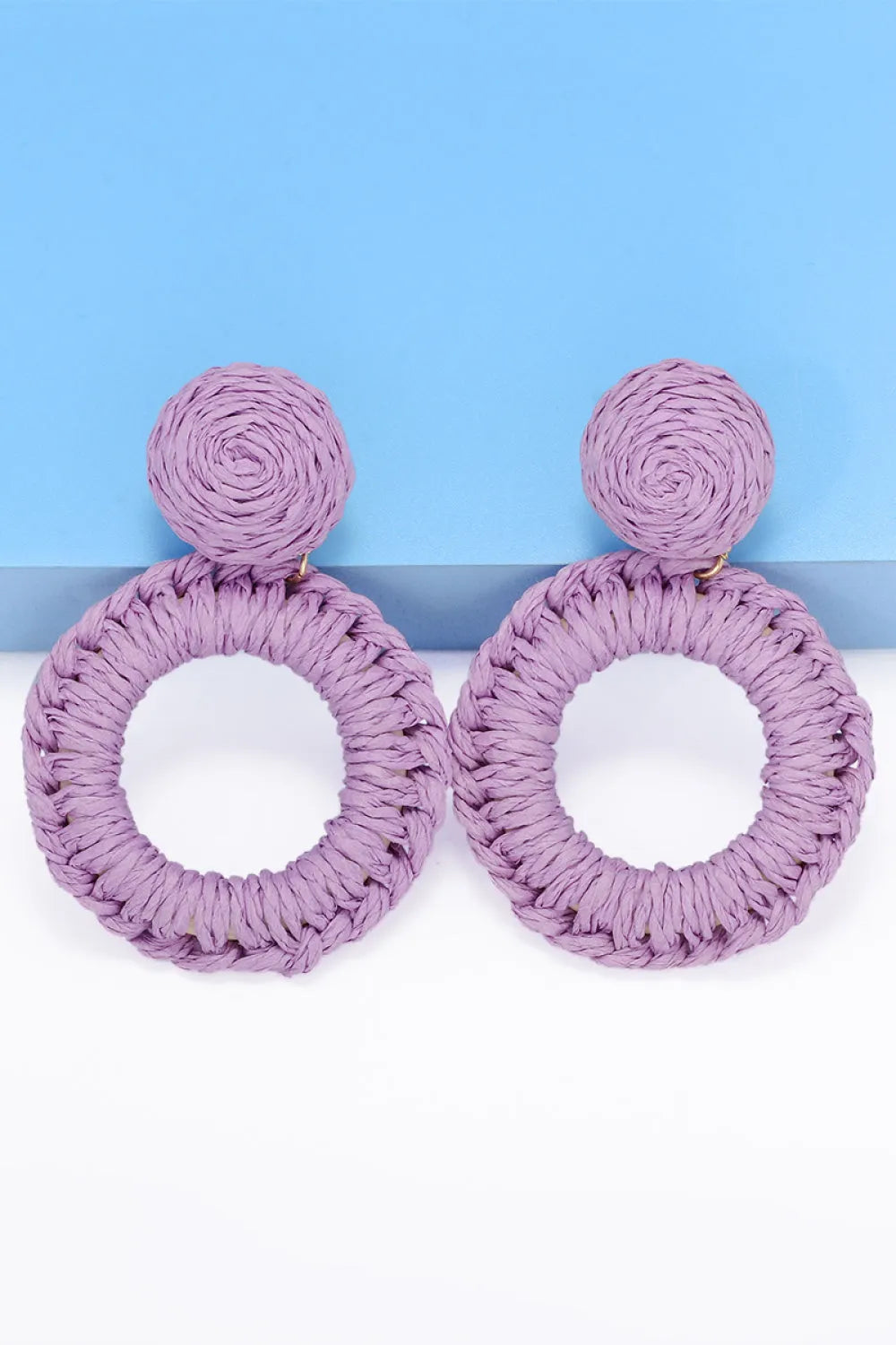 Round Shape Raffia Grass Dangle Earrings Earrings - Tophatter Daily Deals