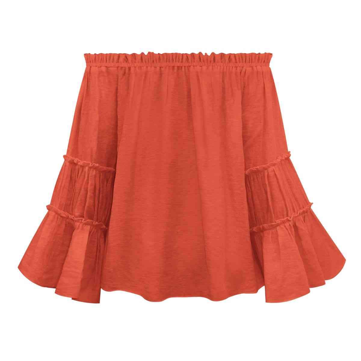 Off-Shoulder Frill Trim Blouse Blouses - Tophatter Daily Deals
