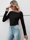 Asymmetrical Neck Long Sleeve T-Shirt Women's T-Shirts - Tophatter Daily Deals