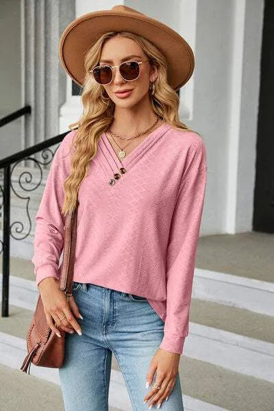 V-Neck Long Sleeve T-Shirt Women's T-Shirts - Tophatter Daily Deals