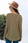 Button Front Waffle Knit Babydoll Top Blouses - Tophatter Daily Deals