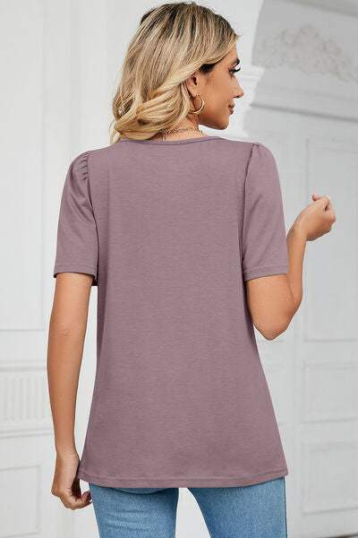 Square Neck Short Sleeve T-Shirt Women's T-Shirts - Tophatter Daily Deals