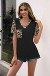 Leopard V-Neck Tunic Tee Black Women's T-Shirts - Tophatter Daily Deals