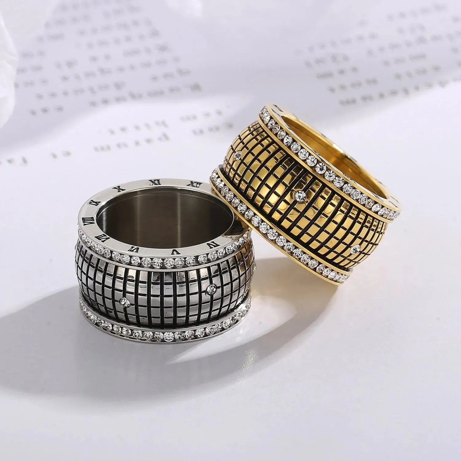 Inlaid Rhinestone Stainless Steel Ring Rings - Tophatter Daily Deals