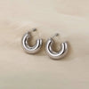 Stainless Steel C-Hoop Earrings Silver One Size Earrings - Tophatter Daily Deals