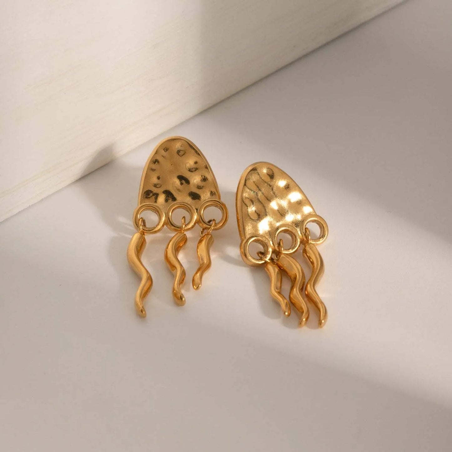 18K Gold-Plated Stainless Steel Jellyfish Earrings Earrings - Tophatter Daily Deals