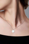 Moissanite Round Pendant Necklace Silver One Size Moissanite - Tophatter Daily Deals