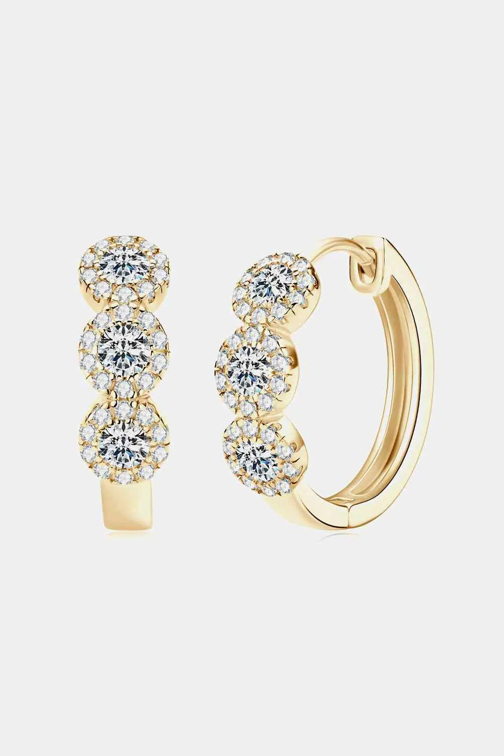 Moissanite 925 Sterling Silver Huggie Earrings Gold One Size Moissanite - Tophatter Daily Deals