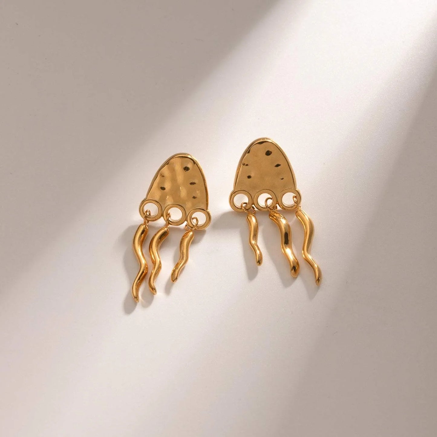 18K Gold-Plated Stainless Steel Jellyfish Earrings Gold One Size Earrings - Tophatter Daily Deals