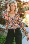 Floral Tied Flounce Sleeve Peplum Blouse Blouses - Tophatter Daily Deals