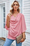 Short Sleeve Draped Blouse Blouses - Tophatter Daily Deals