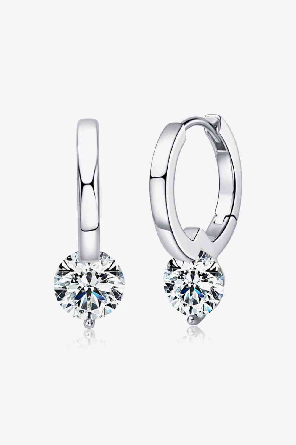 2 Carat Moissanite 925 Sterling Silver Drop Earrings Silver One Size Moissanite - Tophatter Daily Deals