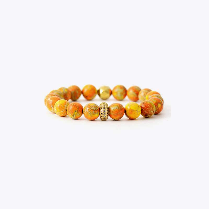 Natural Stone Beaded Bracelet Tangerine One Size Bracelets - Tophatter Daily Deals