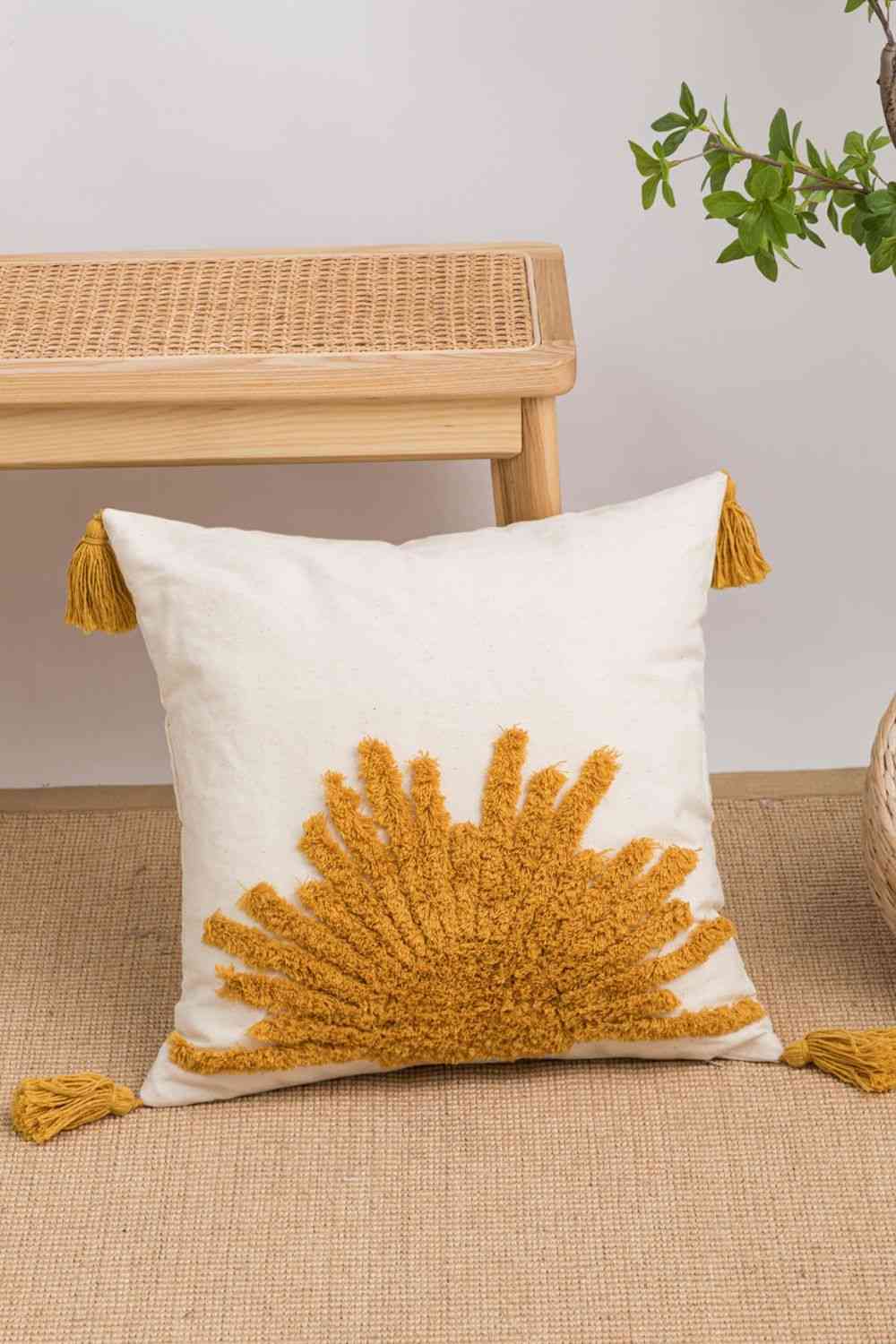 Sun Graphic Tassel Decorative Throw Pillow Case - Tophatter Deals