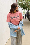 Simply Love Full Size YOU ARE ENOUGH Short Sleeve T-Shirt Burnt Coral Women's T-Shirts - Tophatter Daily Deals