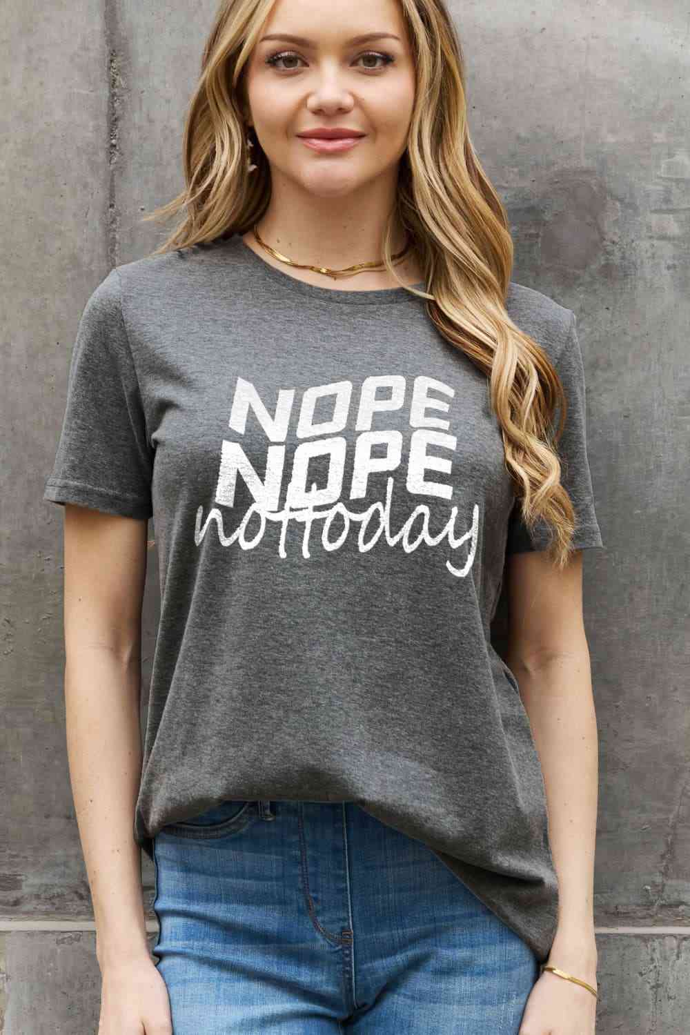 Simply Love Full Size NOPE NOPE NOT TODAY Graphic Cotton Tee Women's T-Shirts - Tophatter Daily Deals