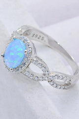 925 Sterling Silver Opal Halo Ring Opal - Tophatter Daily Deals