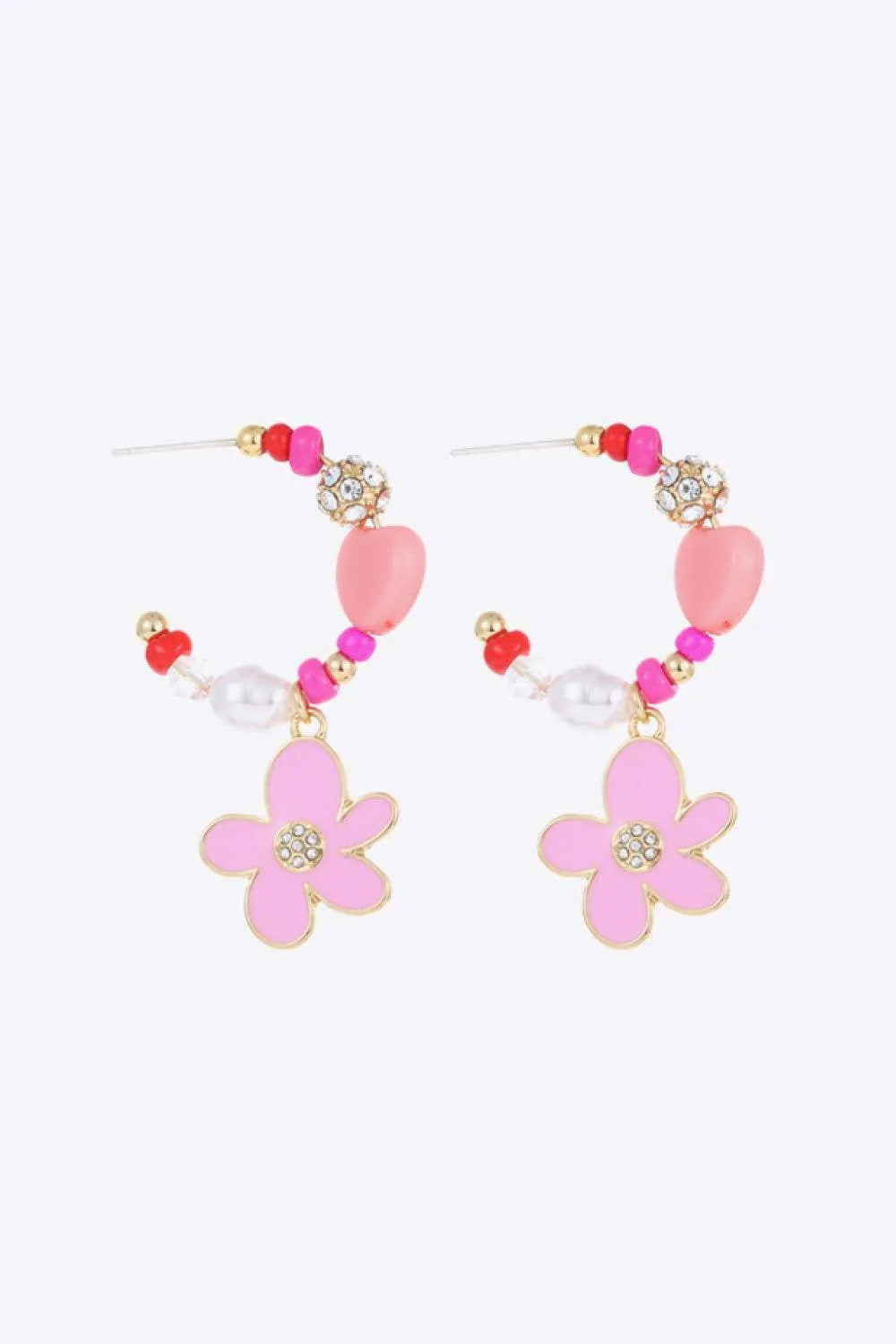 Flower C-Hoop Drop Earrings Earrings - Tophatter Daily Deals
