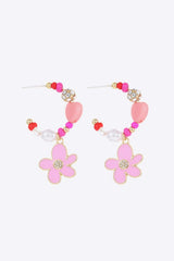 Flower C-Hoop Drop Earrings Earrings - Tophatter Daily Deals