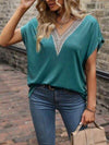 Heathered V-Neck Short Sleeve T-Shirt Teal Women's T-Shirts - Tophatter Daily Deals