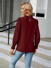 Round Neck Flounce Sleeve Blouse - Tophatter Deals