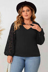 Plus Size Cutout Front Lace Sleeve Blouse Blouses - Tophatter Daily Deals