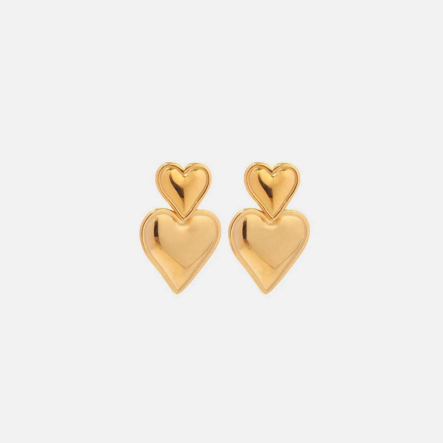 Stainless Steel Double Heart Earrings Gold One Size Earrings - Tophatter Daily Deals