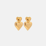 Stainless Steel Double Heart Earrings Gold One Size Earrings - Tophatter Daily Deals