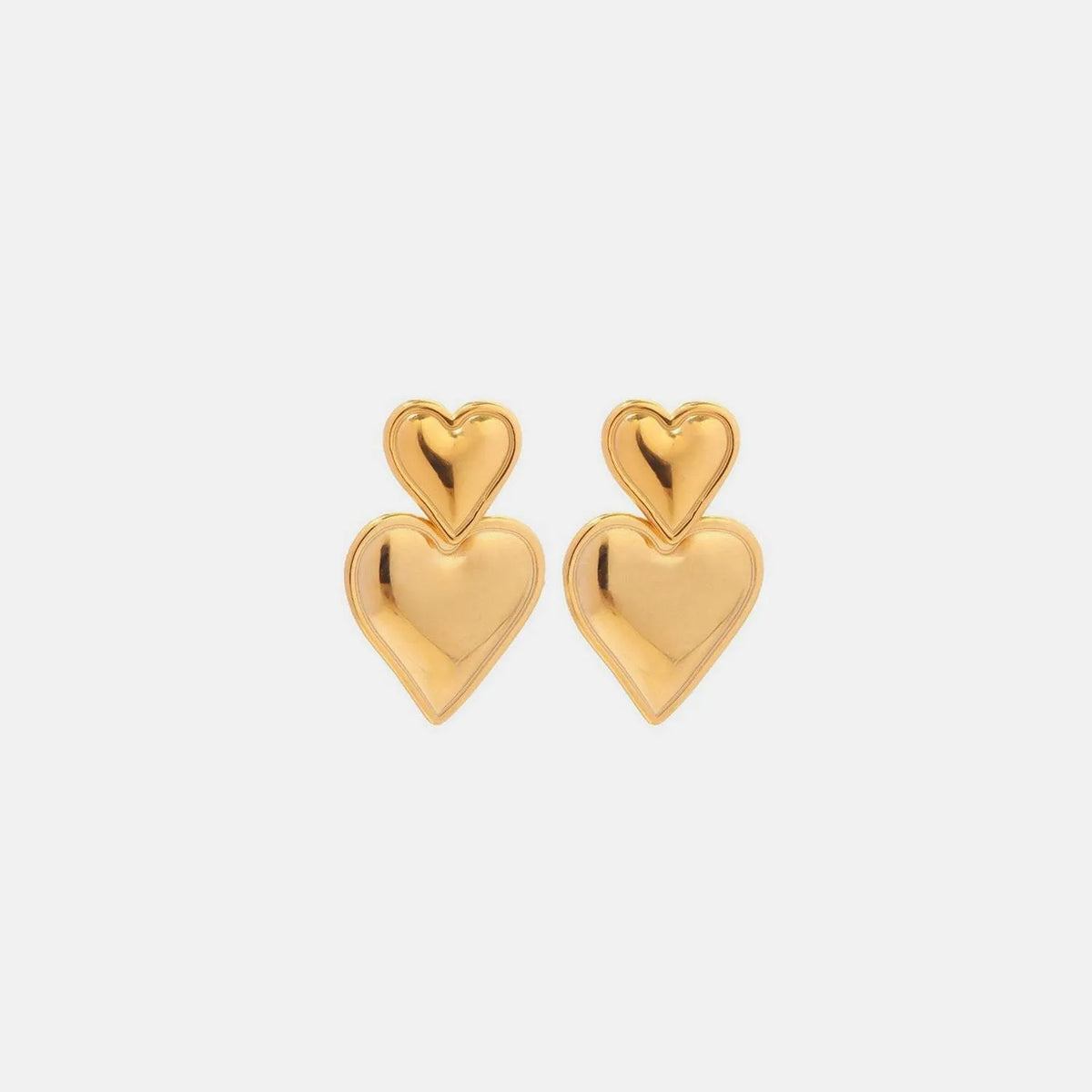 Stainless Steel Double Heart Earrings Gold One Size Earrings - Tophatter Daily Deals