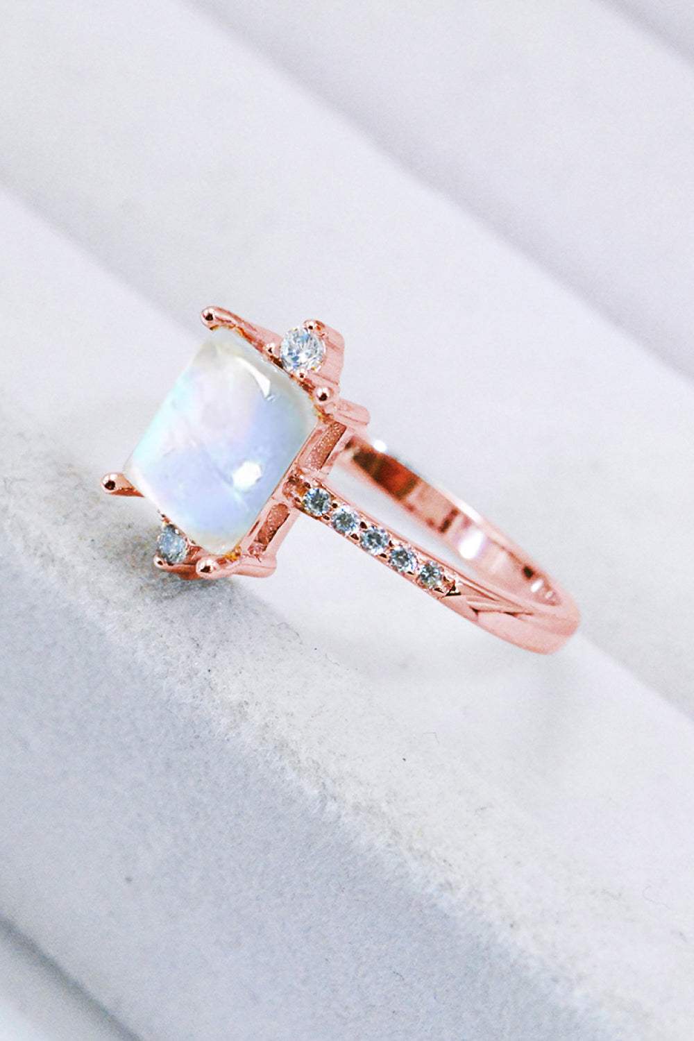 925 Sterling Silver Square Moonstone Ring Moonstone - Tophatter Daily Deals