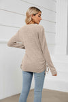 Drawstring Ribbed Long Sleeve T-Shirt Women's T-Shirts - Tophatter Daily Deals