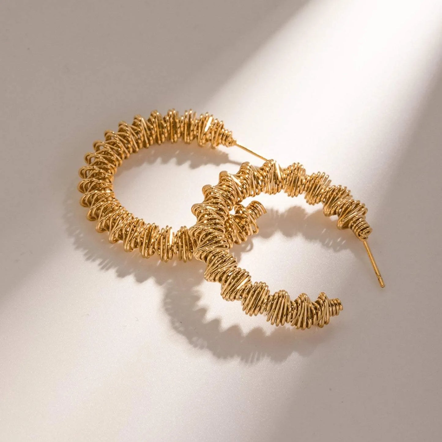 18K Gold-Plated Stainless Steel C-Hoop Earrings Gold One Size Earrings - Tophatter Daily Deals