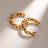 18K Gold-Plated Stainless Steel C-Hoop Earrings Gold One Size Earrings - Tophatter Daily Deals