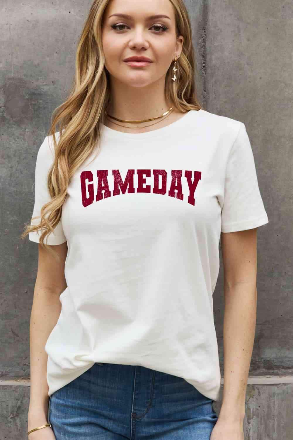 Simply Love Full Size GAMEDAY Graphic Cotton Tee Bleach Women's T-Shirts - Tophatter Daily Deals