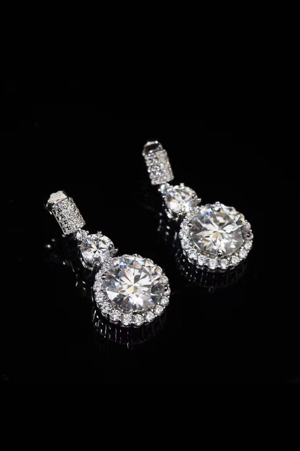 12 Carat Moissanite Platinum-Plated Drop Earrings Silver One Size Moissanite - Tophatter Daily Deals