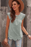 Sleeveless Eyelet Tank Top Gum Leaf Blouses - Tophatter Daily Deals