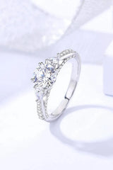 1 Carat Moissanite 4-Prong Side Stone Ring Moissanite - Tophatter Daily Deals