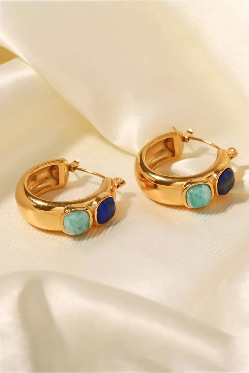 Stainless Steel 18K Gold-Plated Hoop Earrings Earrings - Tophatter Daily Deals