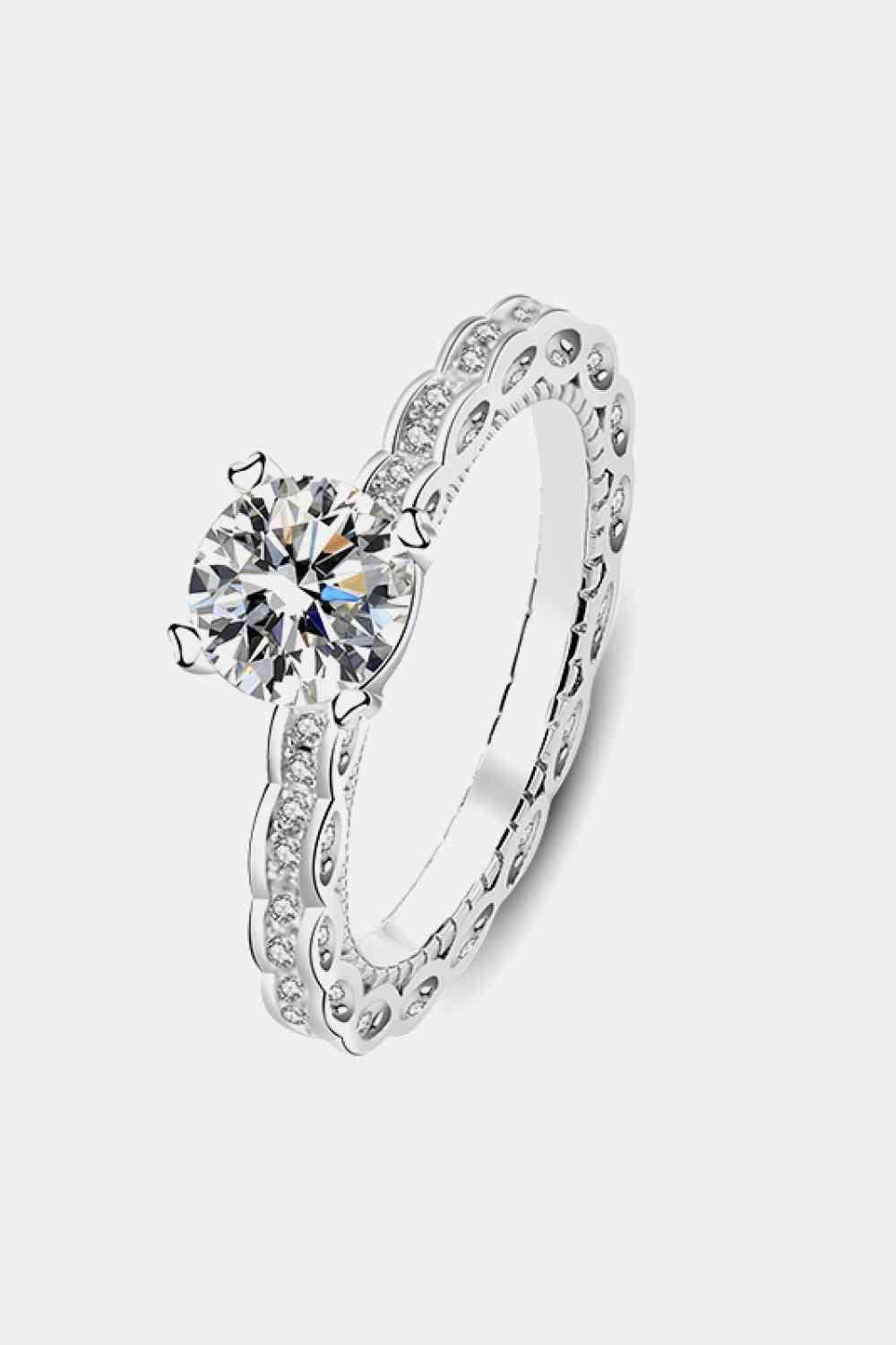 1 Carat Moissanite 925 Sterling Silver Ring Silver Moissanite - Tophatter Daily Deals