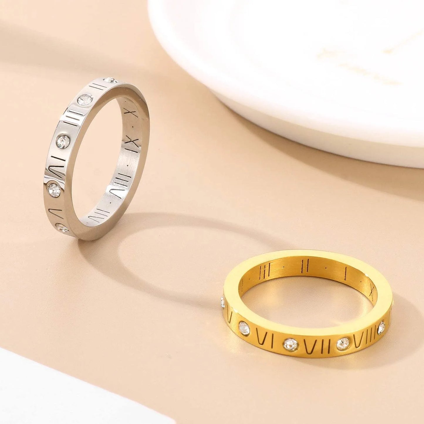 Inlaid Zircon Stainless Steel Ring Rings - Tophatter Daily Deals