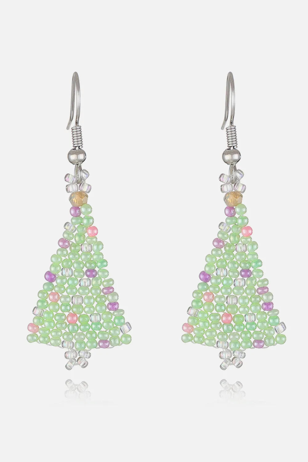 Beaded Christmas Tree Earrings Light Green One Size Earrings - Tophatter Daily Deals