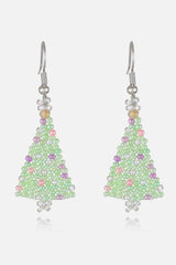 Beaded Christmas Tree Earrings Light Green One Size Earrings - Tophatter Daily Deals