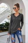 Zip Detail Long Sleeve Top Charcoal Blouses - Tophatter Daily Deals