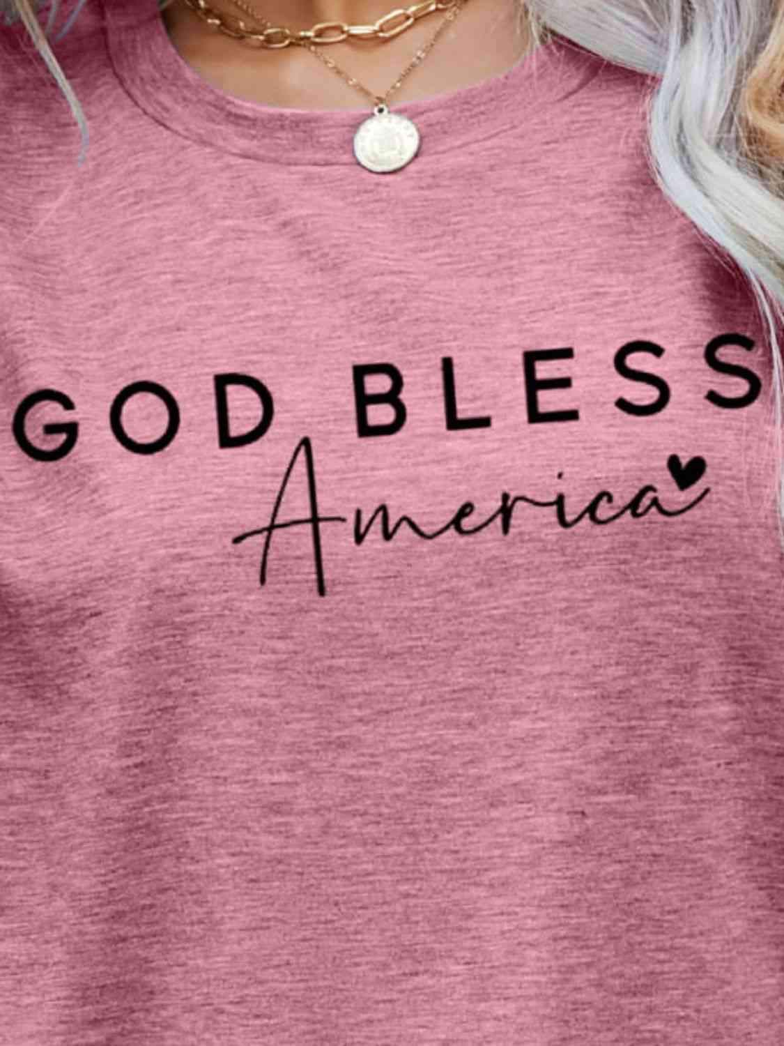 GOD BLESS AMERICA Graphic Short Sleeve Tee Women's T-Shirts - Tophatter Daily Deals