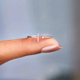 T Shape Inlaid Zircon 925 Sterling Silver Open Ring Rings - Tophatter Daily Deals