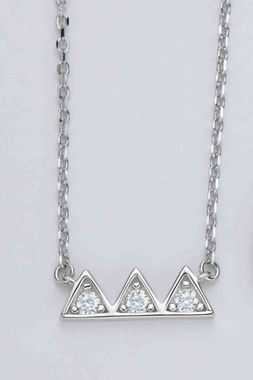 Moissanite Triangle Platinum-Plated Necklace Moissanite - Tophatter Daily Deals