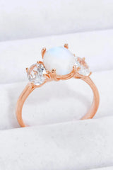 Natural Moonstone and Zircon Ring Moonstone - Tophatter Daily Deals