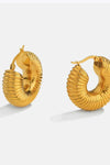 18K Gold-Plated Copper Ribbed Hoop Earrings Earrings - Tophatter Daily Deals