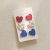 3 Piece Acrylic Heart Stud Earrings Peacock Blue One Size Earrings - Tophatter Daily Deals